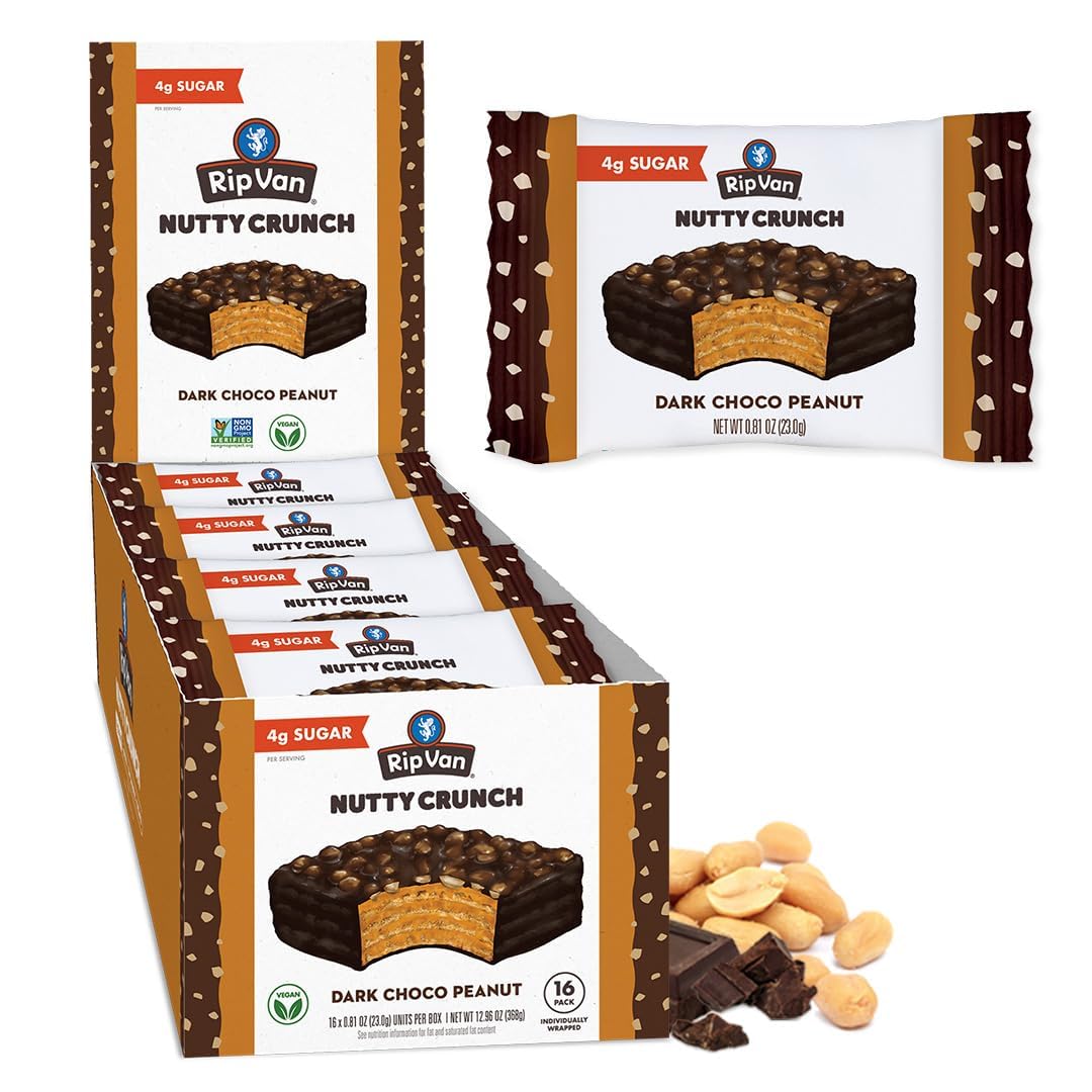 Rip Van Vanilla Keto Wafer Cookies, Healthy Vegan Snack, Non GMO, Low Carb, Low Sugar (1g), Low Calorie, 16 Count