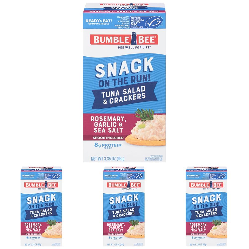 Bumble Bee Snack On The Run Original Tuna Salad with Crackers Kit (Pack of 12) - Ready to Eat Protein Snack Pack - 8g Protein per Box - Wild Caught MSC Certified Tuna