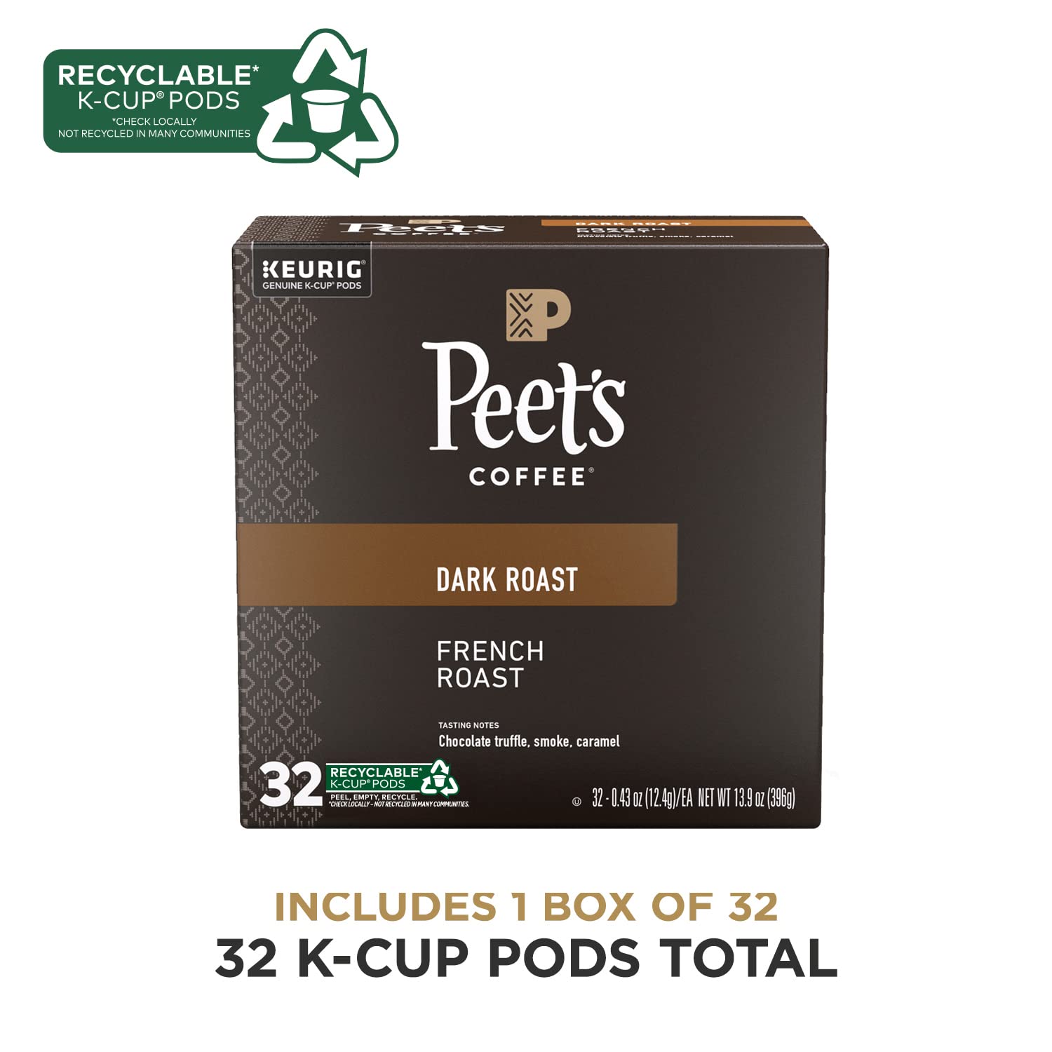 Peet's Coffee, Dark Roast Keurig K-Cup Pods - Major Dickason's Blend 75 Count (1 Box of 75 Pods)