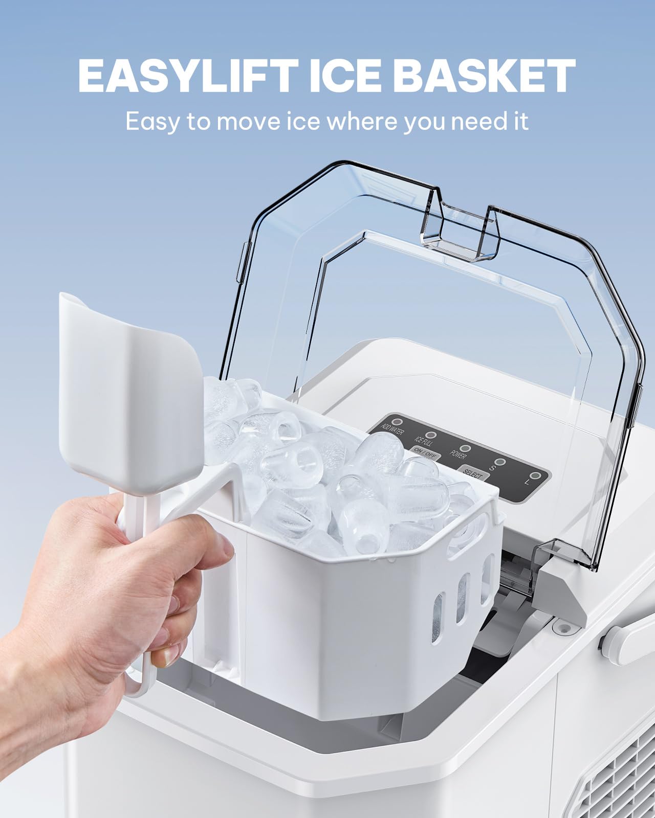 Silonn Ice Maker Countertop, Portable Ice Machine with Carry Handle, Self-Cleaning Ice Makers with Basket and Scoop, 9 Cubes in 6 Mins, 26 lbs per Day, Ideal for Home, Kitchen, Camping, RV