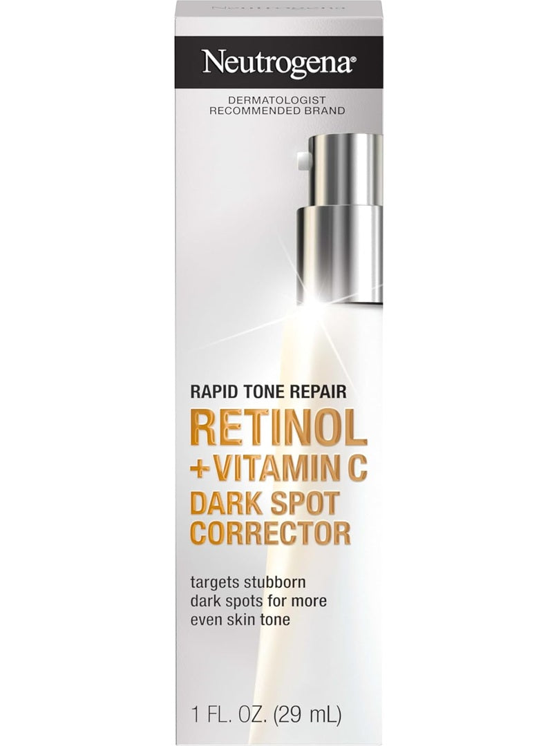 NEUtrogena Rapid Tone Repair Dark Spot Corrector Face Serum With Hyaluronic Acid, Retinol & Vitamin C, Daily Anti Wrinkle Retinol Serum & Dark Spot Corrector To Brighten & Even Tone, 1 Oz