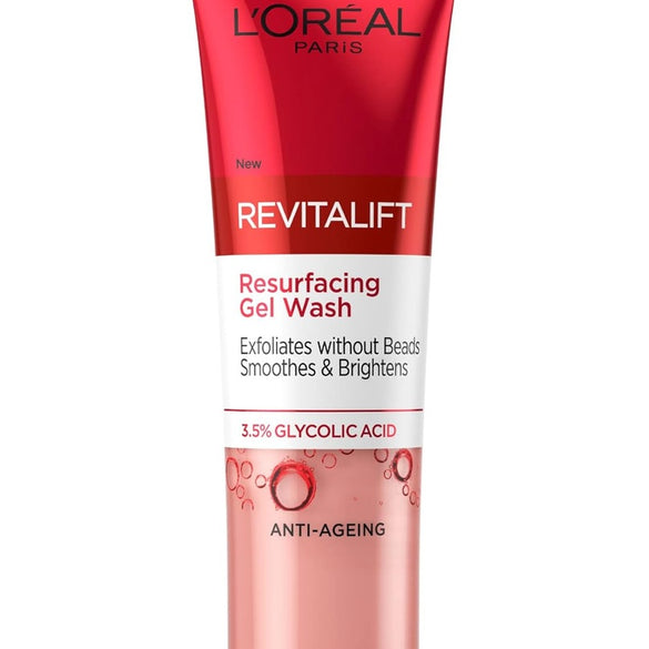 L'ORÉAL Paris 3.5% Glycolic Acid Cleanser, Revitalift Glycolic Resurfacing Gel Wash, Gently Exfoliates To Smooth & Brighten Skin – 150ml