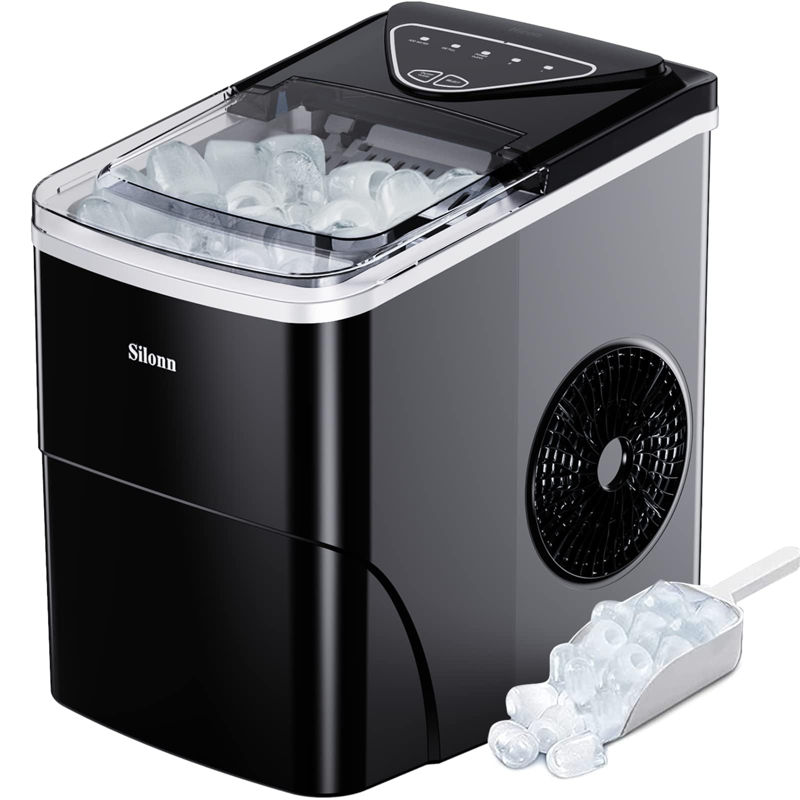 Nugget Ice Maker Countertop, Silonn Chewable Pellet Ice Machine with Self-Cleanin Function, 36lbs/24H Portable Ice Makers for Home Kitchen Officce, Black