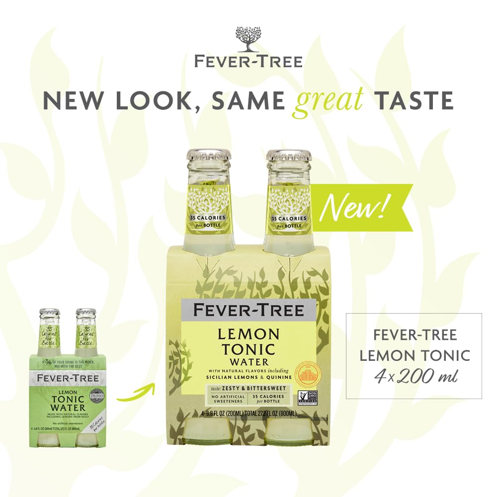 Fever Tree Tonic Water - Premium Quality Mixer - Refreshing Beverage for Cocktails & Mocktails. Naturally Sourced Ingredients, No Artificial Sweeteners or Colors - 150 ML Cans - Pack of 24