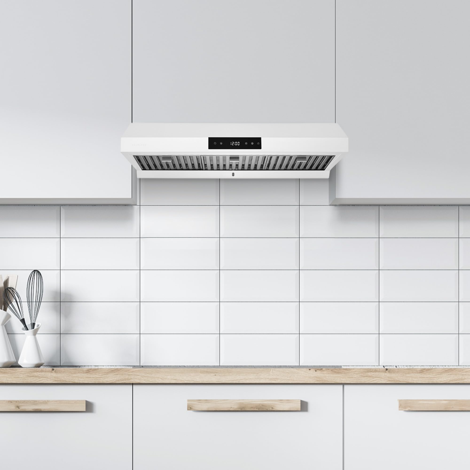 Hauslane Range Hood 30 Inch - Ducted Under Cabinet Range Hood 30" Stainless Steel Kitchen Hood, 6 Speed Vent Hood 30 Inches, Stove Vent Hood for Kitchen, Vent Hoods 30 Inch with LED - Chef Series PS18