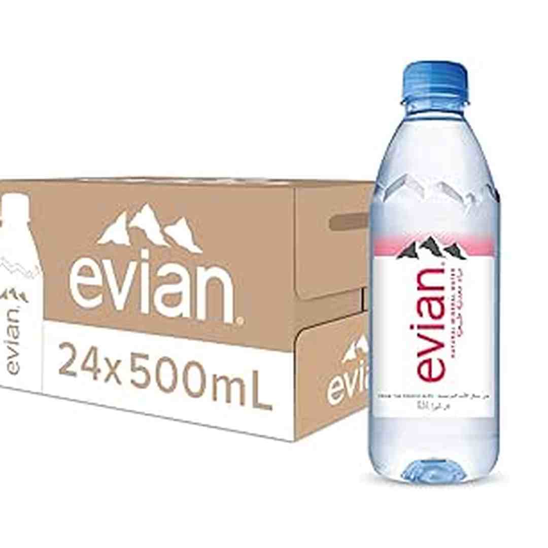 Evian Mineral Water, Naturally Filtered Drinking Water, Bottled Water Crafted By Nature, 500 ml - Pack of 24