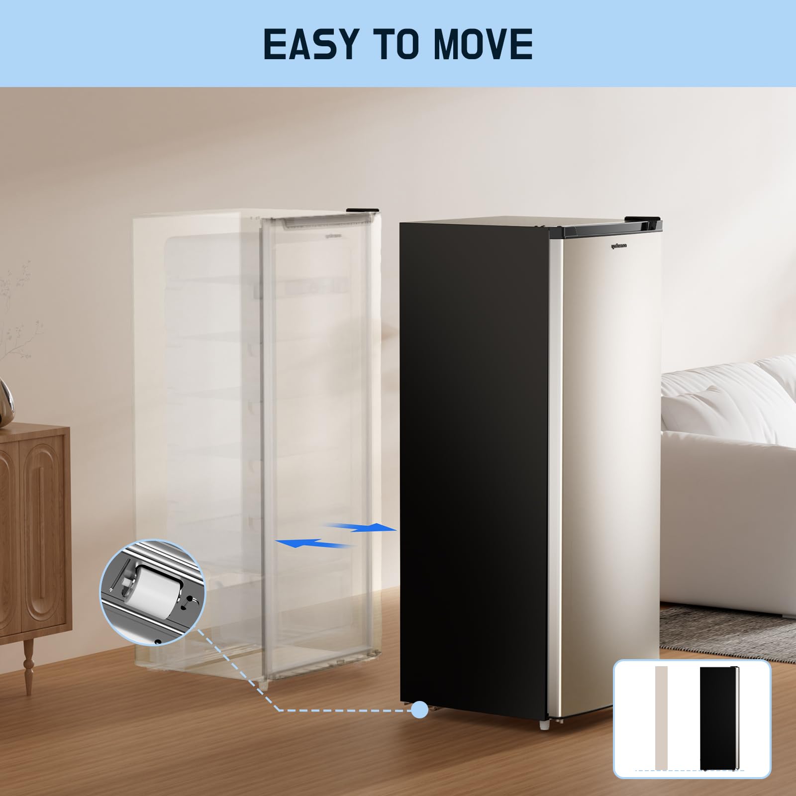Upstreman 7.0 Cu.Ft Upright Freezer, Large Capacity Stand Up Freezer with 5 Adjustable Shelves, Convertible Refrigerator/Freezer, Reversible Door for Home, Basement, Apartment (White)