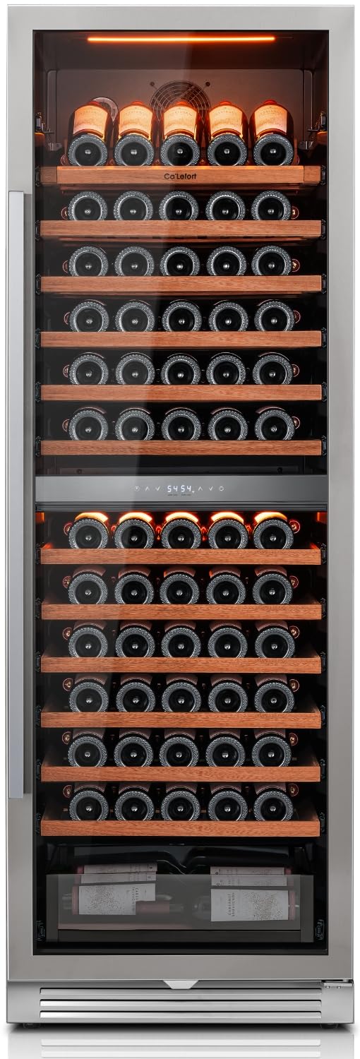 Ca'Lefort 15 Inch Wine Fridge, 33 Bottle Wine Cooler Refrigerator, 40-65°F Wine Refrigerator Glass Door, 3 LED Wine Fridge, Built-in or Freestanding Fridge for Home/Bar/Kitchen (3.0 cu.ft)