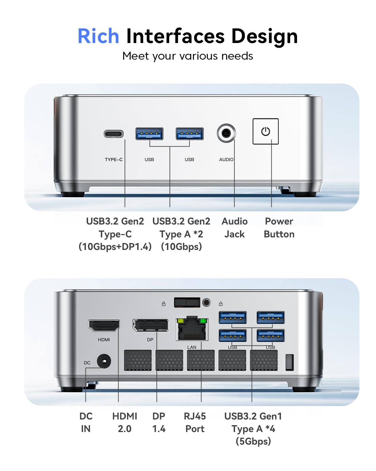 KAMRUI Pinova P2 Mini PC 16GB RAM 512GB SSD, AMD Ryzen 4300U(Beats 10110U/3500U/N95,Up to 3.7GHz,4C/8T)Mini Computers,Triple 4K Display/HDMI+DP+Type-C/WiFi/BT for Home/Business Mini Desktop Computers