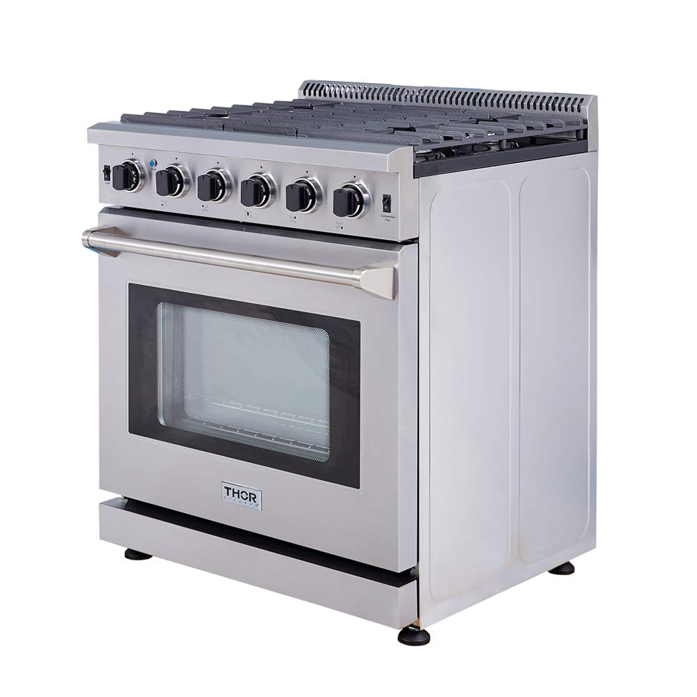 THOR Kitchen Freestanding Professional 30-Inch Gas Range in Stainless Steel - Model LRG3001U