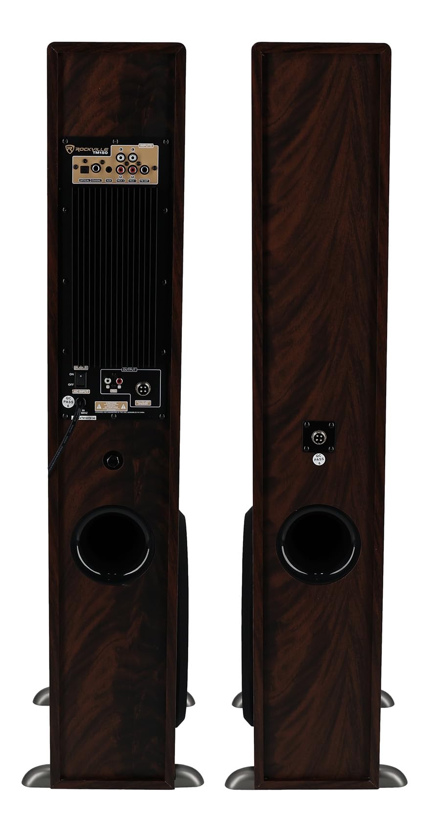 Rockville TM150D Powered Home Theater Tower Speaker System, Dark Wood, 1000W, 10" Subwoofers, Bluetooth, USB/SD Playback, FM Radio, Remote Control, Karaoke Ready, Perfect for Home Entertainment