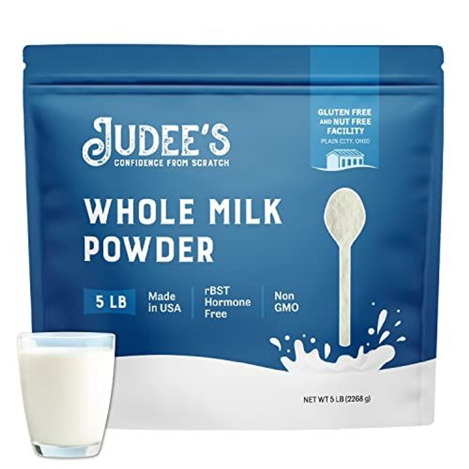 Judee's Gluten Free Whole Milk Powder - Versatile Powdered Milk for Baking - Shelf Stable Dry Mix for Long-Term Storage - 40 oz, Pack of 1
