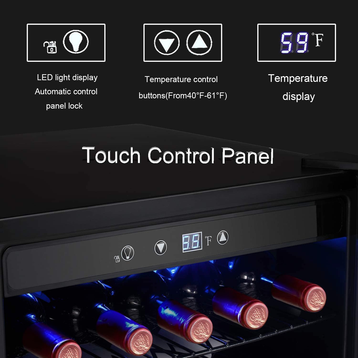 Antarctic Star Wine Cooler, Beverage Refrigerator, 16 Bottle Freestanding Quiet Wine Cellar Front Glass Door for Home and Bar, Digital Temp Control, 1.71 Cu.Ft.