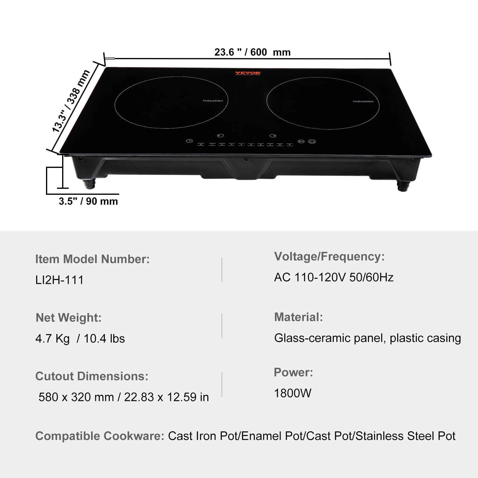 VEVOR Built-in Induction Electric Stove Top 30 Inch,5 Burners Electric Cooktop,9 Power Levels & Sensor Touch Control,Easy to Clean Ceramic Glass Surface,Child Safety Lock,240V