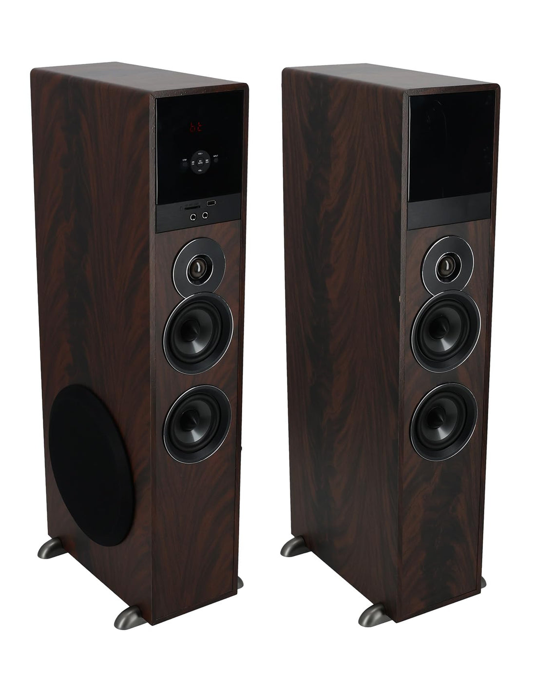Rockville TM80D Powered Home Theater Tower Speaker System, Dark Wood, 800W, 8" Subwoofers, Bluetooth, USB/SD Playback, FM Radio, Remote Control, Karaoke Ready, Perfect for Home Entertainment