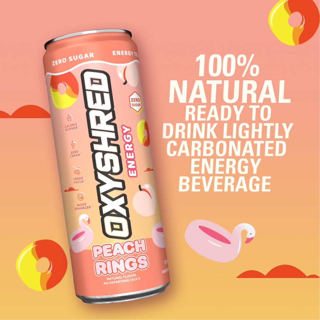 EHP Labs OxyShred Healthy Energy Drink - Zero Sugar Energy Drinks with Amino Acids, Green Tea Extract, Vitamin C & L Carnitine - Zero Carbs, Zero Calories, Clean Caffeine, Bahama Breeze (12-Pack)
