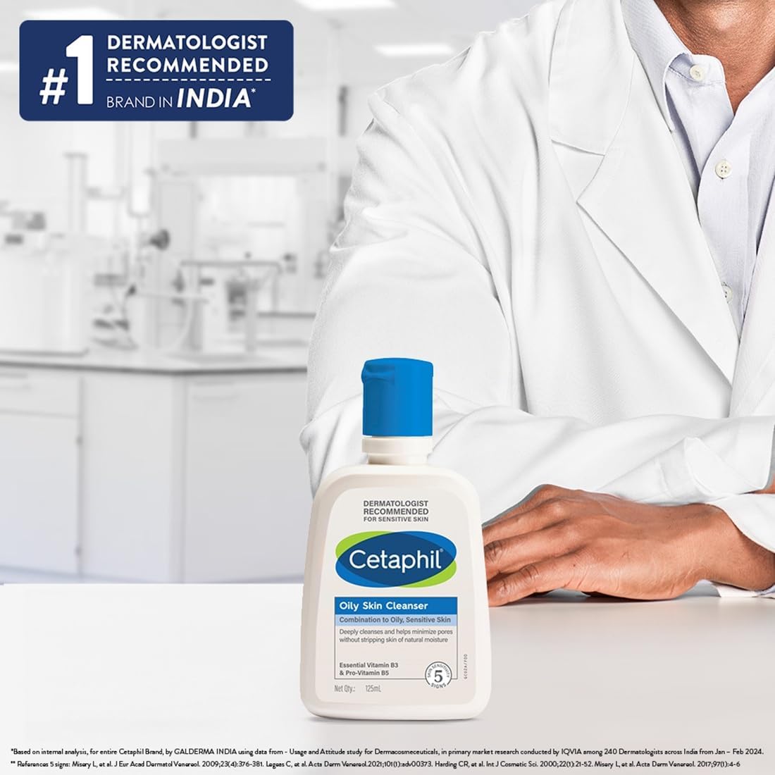 Cetaphil Oily Skin Cleanser, Face & Body Wash for Men & Women, Combination to Oily and Sensitive Skin, Unscented, 236ml