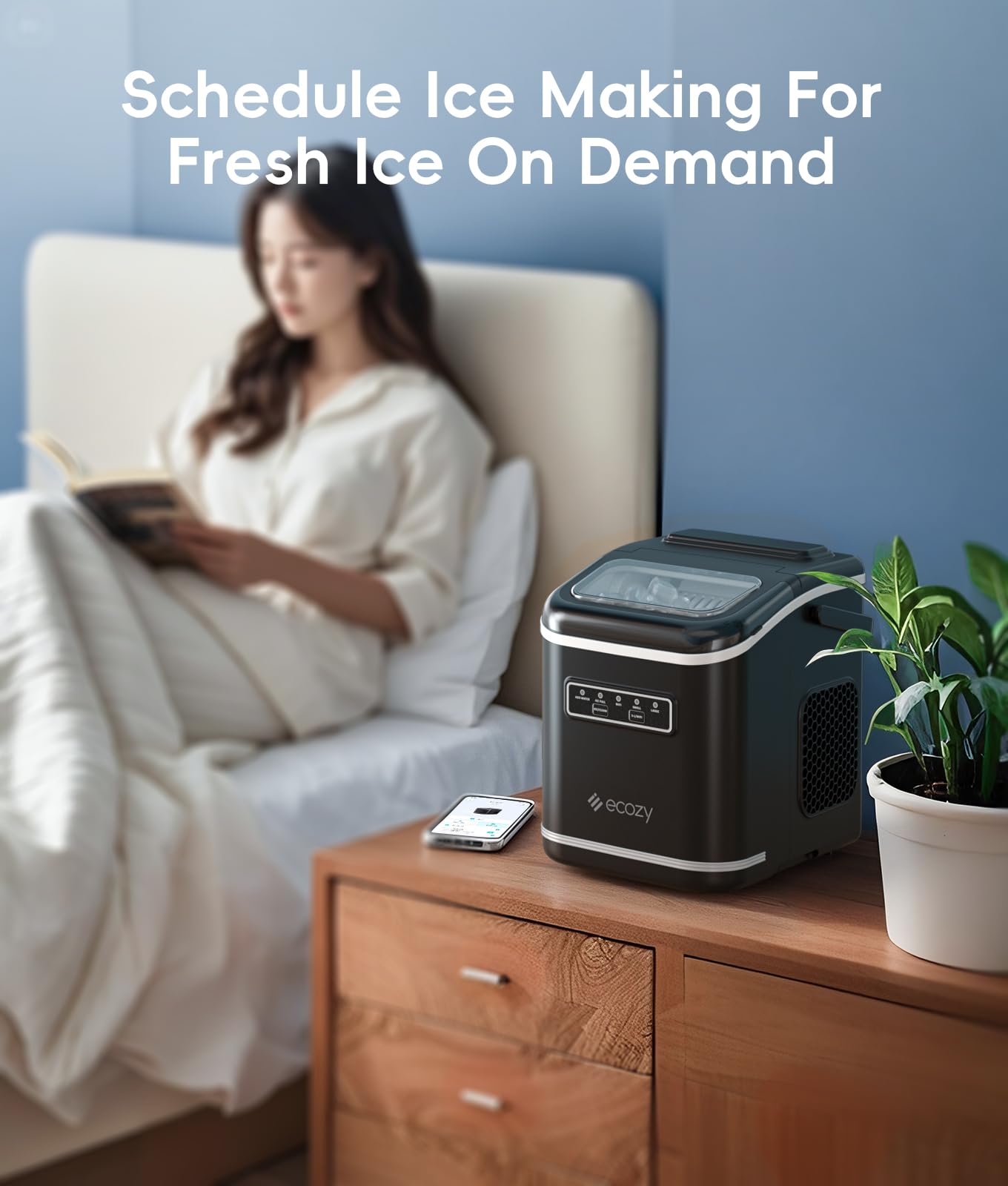 ecozy 2.1" Clear Ice Ball Maker Countertop with CrystalFlux Technology, Minimal Footprint Sphere Ice Maker with 8H Timer, 1 pc in 30 Mins, 48 pcs/Day, Self-Cleaning for Home Bar Whiskey & Bourbon