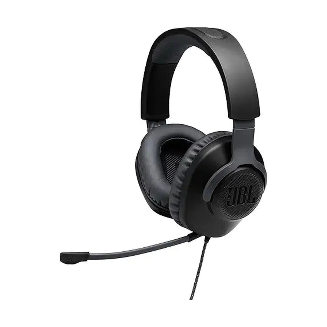 JBL Quantum 100 Wired Over-Ear Gaming Headset with a Detachable Voice-Focus Boom Mic, QuantumSOUND Signature, Lightweight Headband, Memory Foam Ear Cushion, PC and Gaming Console Compatible - Black