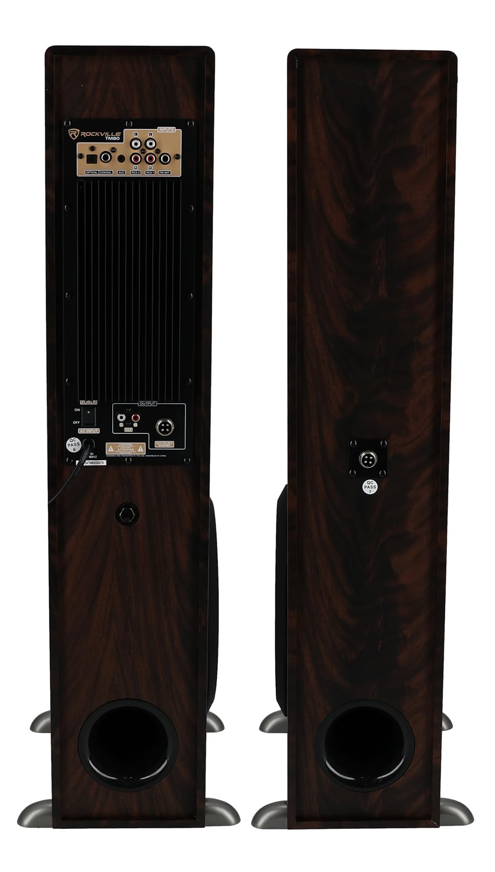 Rockville TM80D Powered Home Theater Tower Speaker System, Dark Wood, 800W, 8" Subwoofers, Bluetooth, USB/SD Playback, FM Radio, Remote Control, Karaoke Ready, Perfect for Home Entertainment