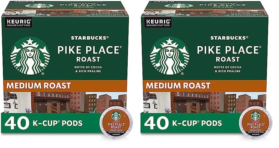 Starbucks K-Cup Coffee Pods, Medium Roast Hot or Iced Coffee, Pike Place Roast, 96 Keurig Pods