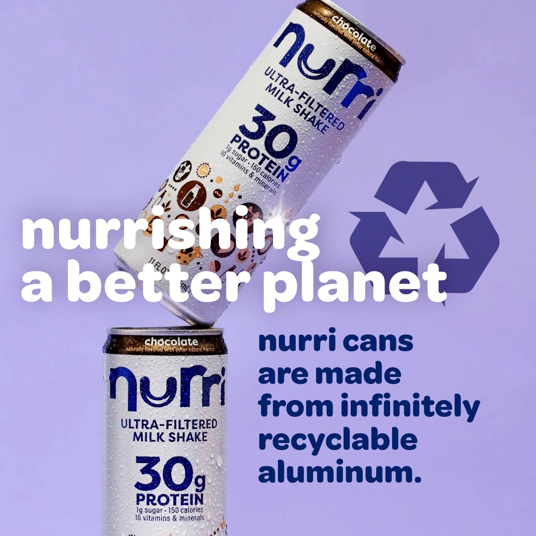 Nurri - 30g Protein Ultra Filtered Milk Shake – Chocolate - Lactose Free, Low Sugar, 150 Calories, 10 Vitamins and Minerals - 11 fl oz, 10 Cans