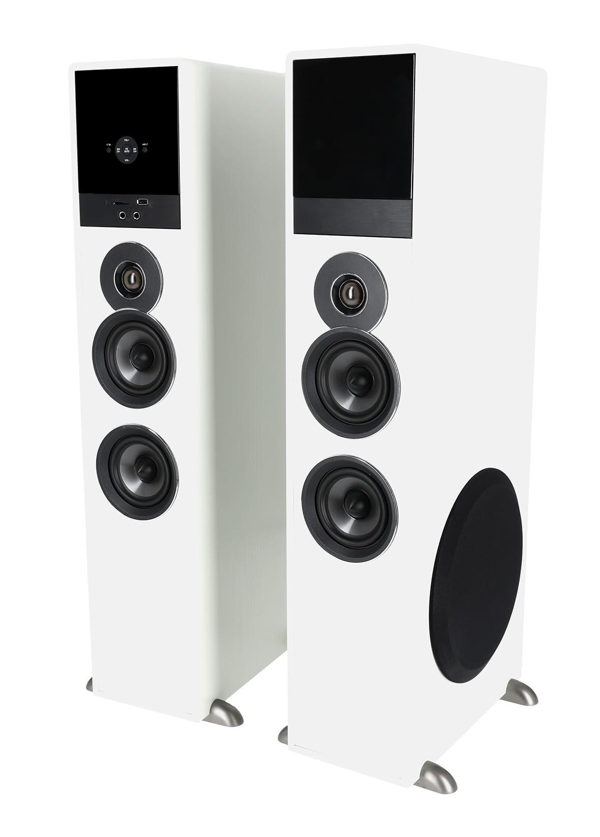 Rockville TM80D Powered Home Theater Tower Speaker System, Dark Wood, 800W, 8" Subwoofers, Bluetooth, USB/SD Playback, FM Radio, Remote Control, Karaoke Ready, Perfect for Home Entertainment