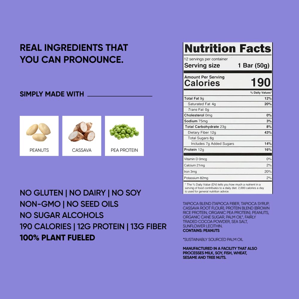 TRUBAR Vegan Protein Bars - Soy Free, Dairy Free, Gluten Free Protein Bars - No Sugar Alcohols - Non-GMO - 12g of Protein - It's Mint To Be Chip - 12 Count