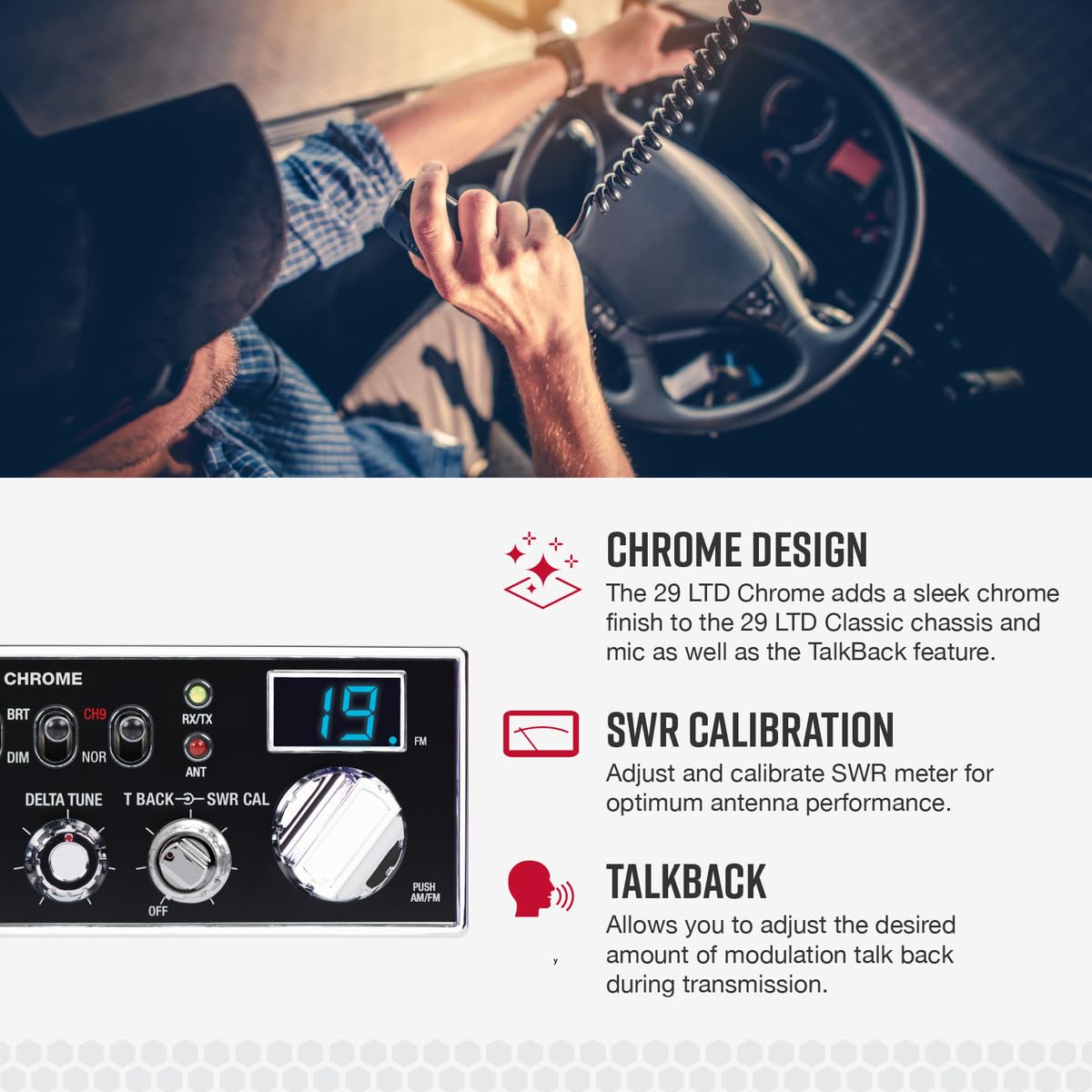 Cobra 29 LTD Classic AM/FM Professional CB Radio - Easy to Operate, Emergency Radio, Instant Channel 9, 4-Watt Output, Full 40 Channels, Adjustable Receiver and SWR Calibration, Black