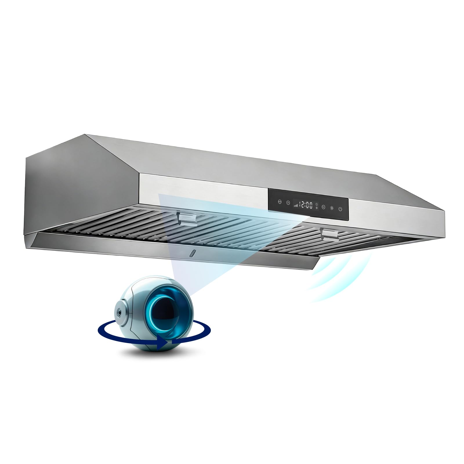 Hauslane Range Hood 30 Inch - Ducted Under Cabinet Range Hood 30" Stainless Steel Kitchen Hood, 6 Speed Vent Hood 30 Inches, Stove Vent Hood for Kitchen, Vent Hoods 30 Inch with LED - Chef Series PS18