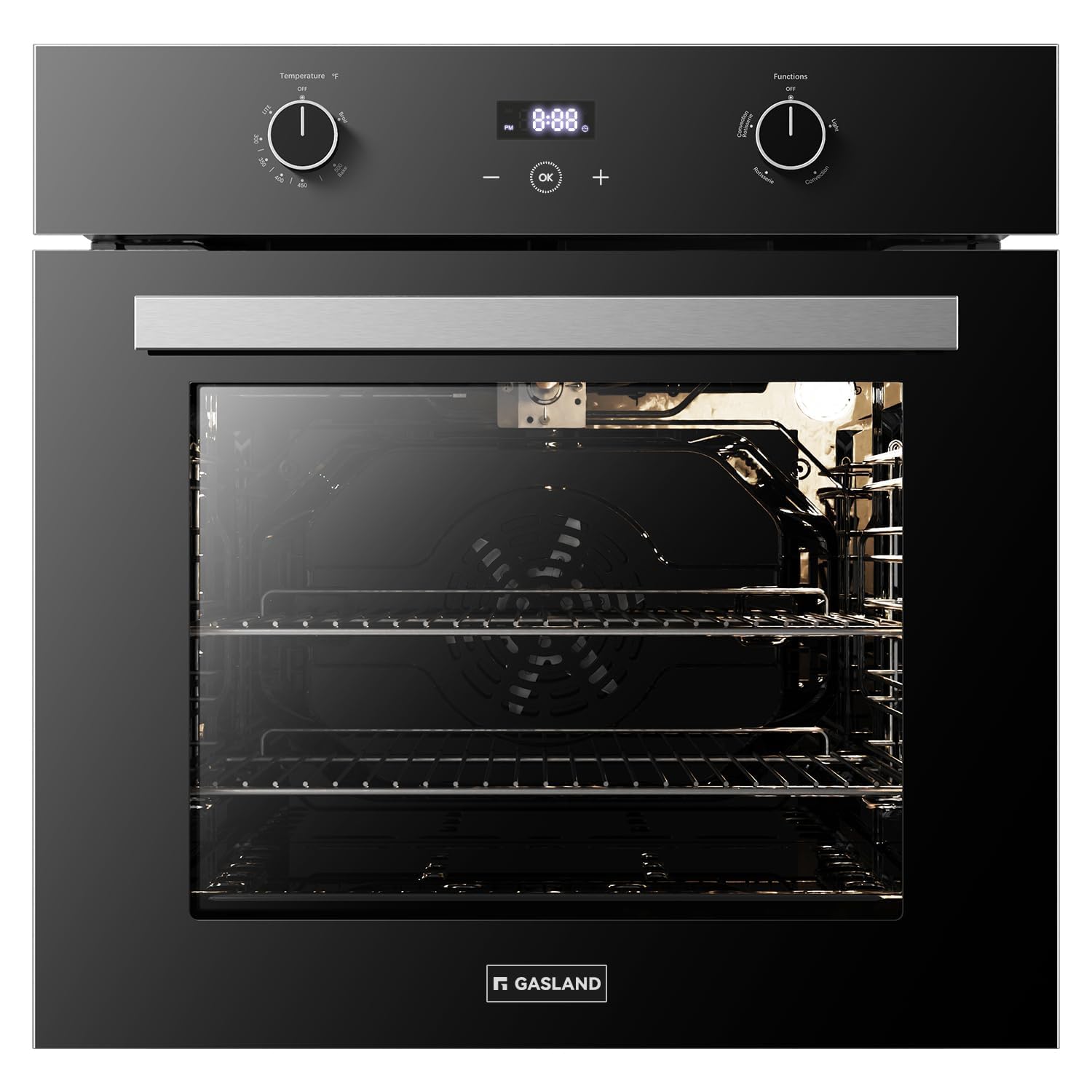 GASLAND 24 Gas Wall Oven, ETL Certified Natural Gas Wall Oven with Bake Broil Rotisserie Functions, Timer and Convection Fan, 120V Cord Plug, 2.12 Cu.ft Capacity, Stainless Steel