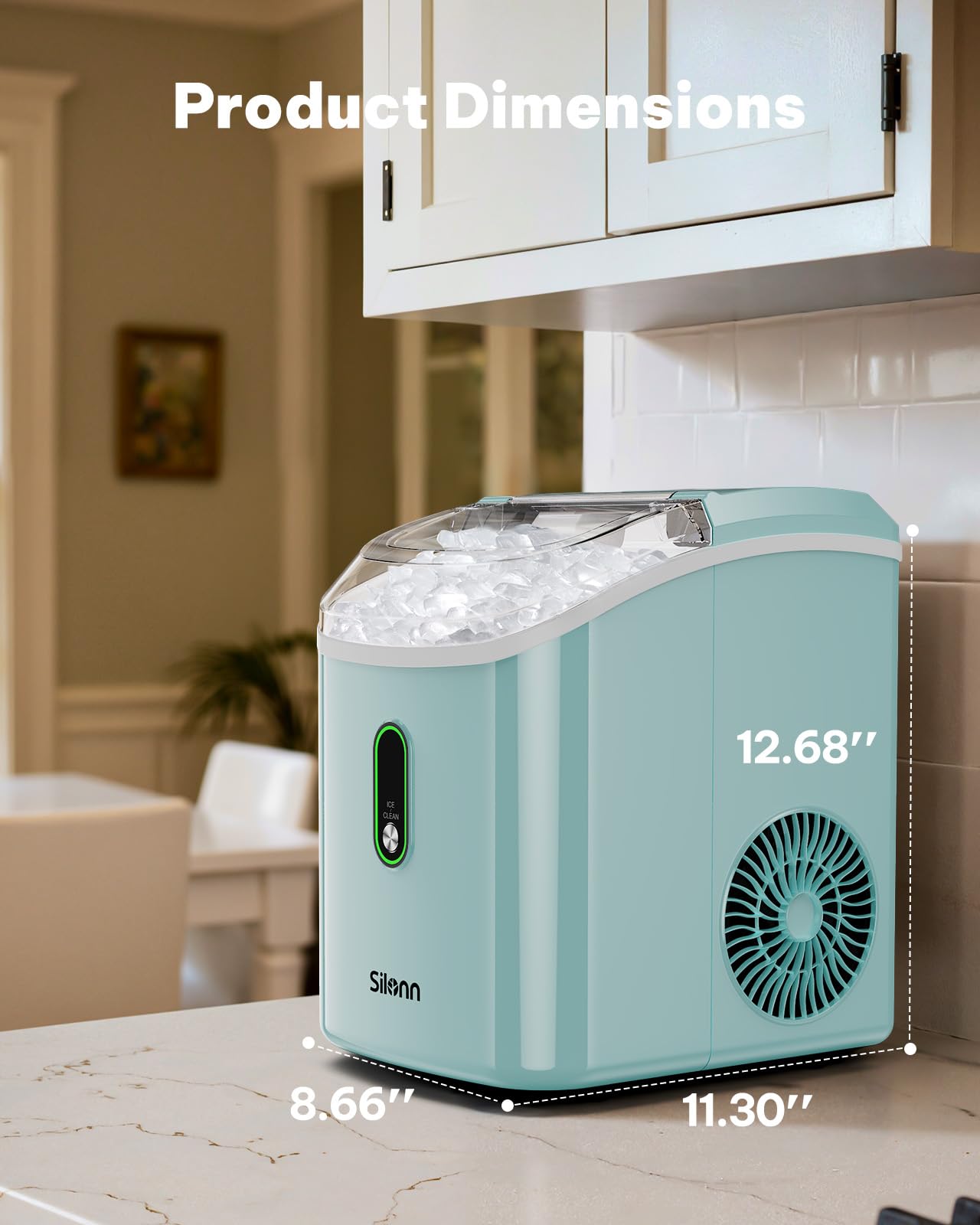 Nugget Ice Maker Countertop, Silonn Chewable Pellet Ice Machine with Self-Cleanin Function, 36lbs/24H Portable Ice Makers for Home Kitchen Officce, Black