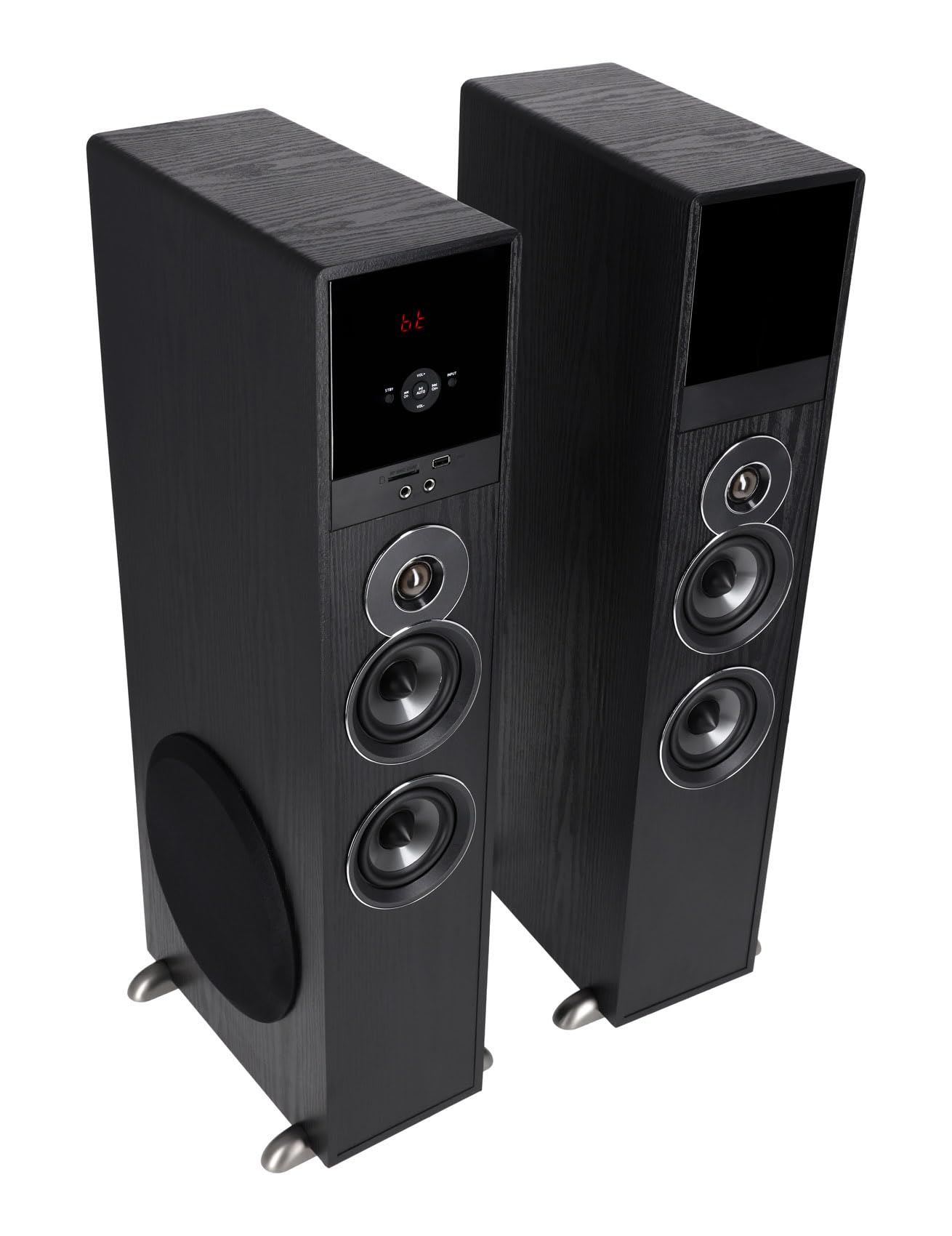 Rockville TM80D Powered Home Theater Tower Speaker System, Dark Wood, 800W, 8" Subwoofers, Bluetooth, USB/SD Playback, FM Radio, Remote Control, Karaoke Ready, Perfect for Home Entertainment