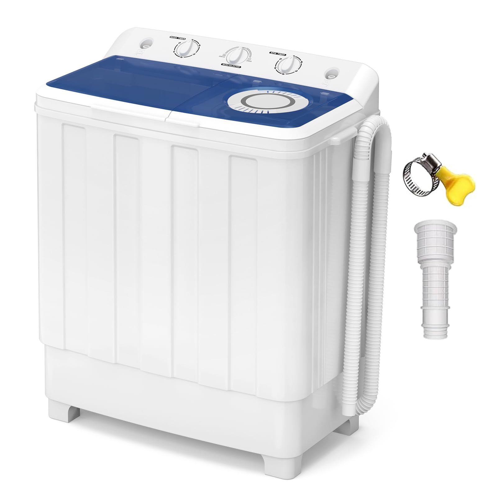 VCJ Portable Washing Machine, Twin Tub Washing Machine Laundry Compact Washer spinner Combo with 14lbs capacity, 9Lbs Washer and 5Lbs Spinner dryer for Apartments RVs and Dorms