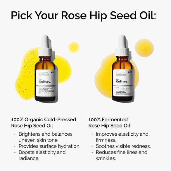 The Ordinary 100% Organic Cold-Pressed Rose Hip Seed Oil, Addresses Signs of Aging by Improving the Appearance of Uneven Skin Tone, Supporting Skin Elasticity, 1 Fl Oz