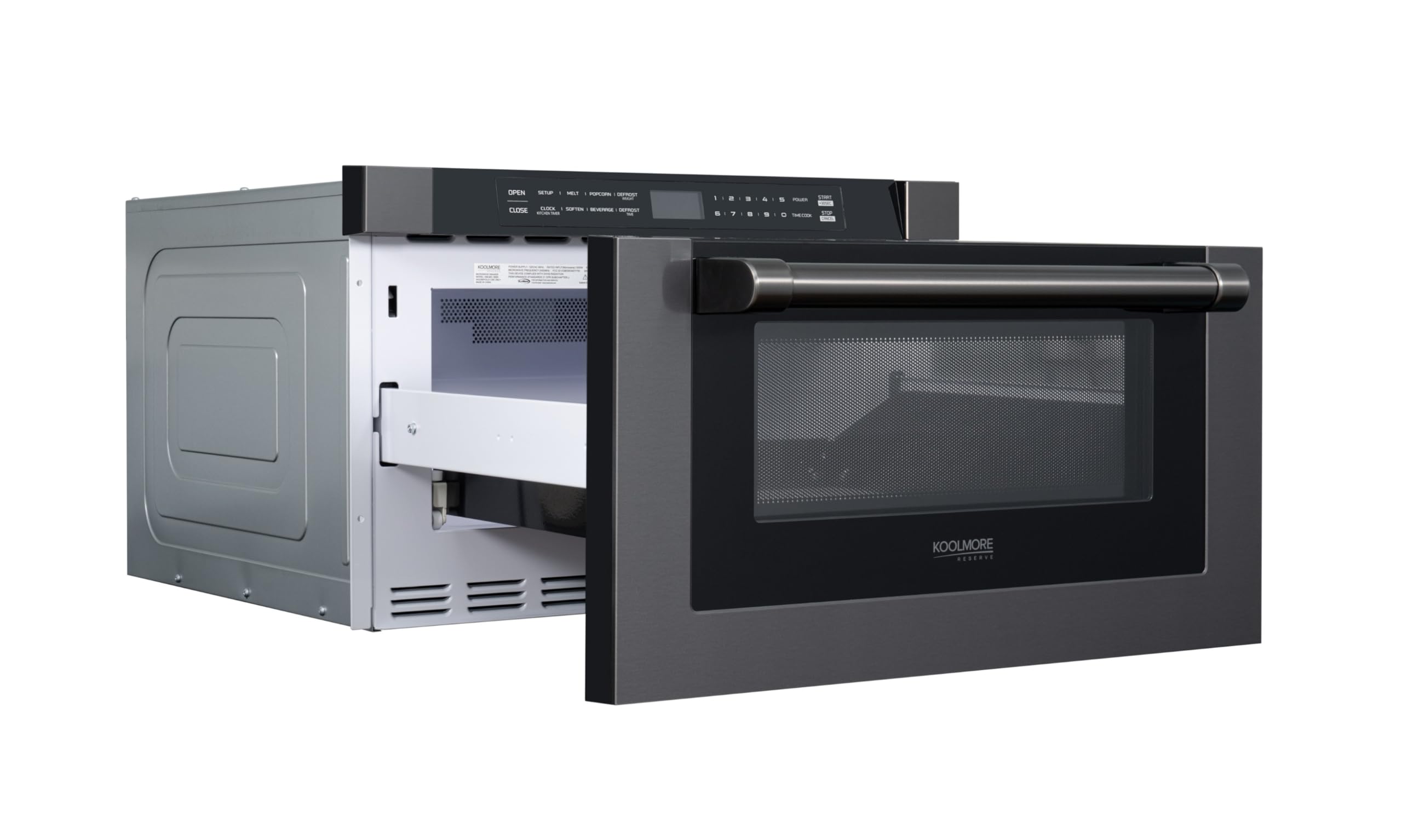 KoolMore Reserve Built-in Microwave Convection Oven with Air Fry, 3-in-1 Combo, Sensor Cook, Soft-Close Door, Stainless Steel, 24 in. / 1.6 cu. ft. with NEMA 5-20P Plug in Black
