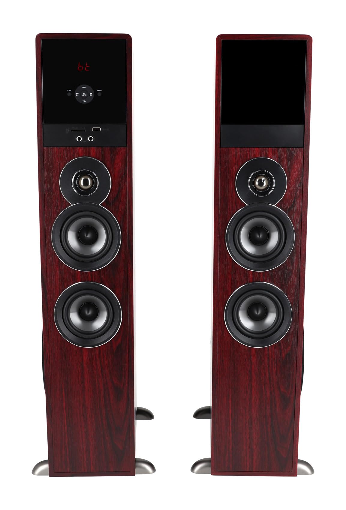 Rockville TM80D Powered Home Theater Tower Speaker System, Dark Wood, 800W, 8" Subwoofers, Bluetooth, USB/SD Playback, FM Radio, Remote Control, Karaoke Ready, Perfect for Home Entertainment
