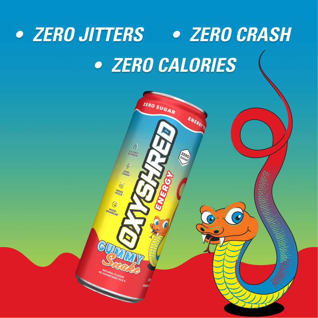 EHP Labs OxyShred Healthy Energy Drink - Zero Sugar Energy Drinks with Amino Acids, Green Tea Extract, Vitamin C & L Carnitine - Zero Carbs, Zero Calories, Clean Caffeine, Bahama Breeze (12-Pack)