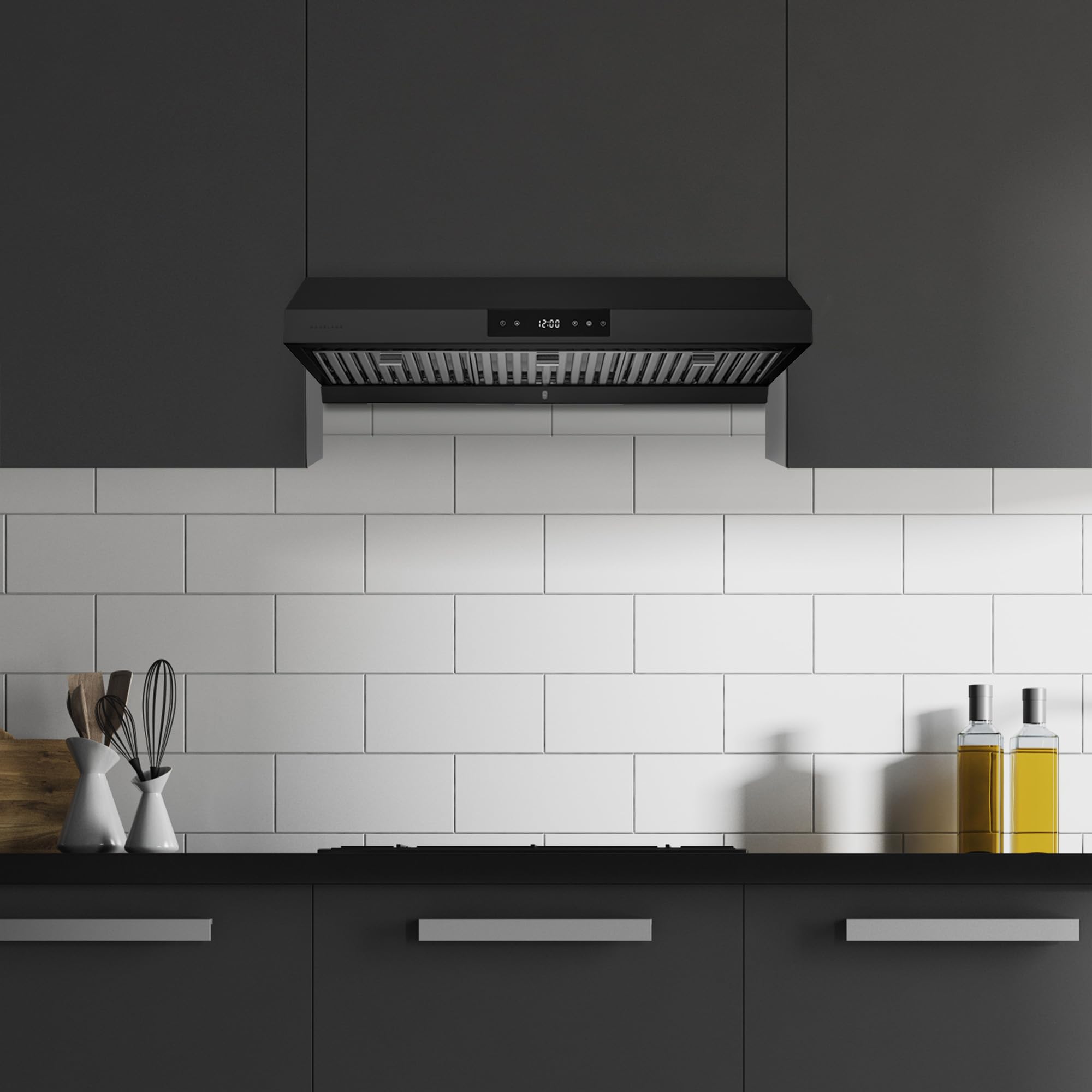 Hauslane Range Hood 30 Inch - Ducted Under Cabinet Range Hood 30" Stainless Steel Kitchen Hood, 6 Speed Vent Hood 30 Inches, Stove Vent Hood for Kitchen, Vent Hoods 30 Inch with LED - Chef Series PS18