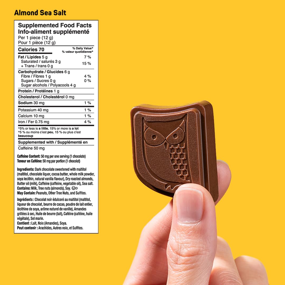 AWAKE - Caffeinated Chocolate Bites - Caramel Milk Chocolate, 50 Bites - 50mg Caffeine - Individually Wrapped Energy Bites - Coffee Alternative - Fairtrade, Gluten Free, Non GMO - 0.48oz