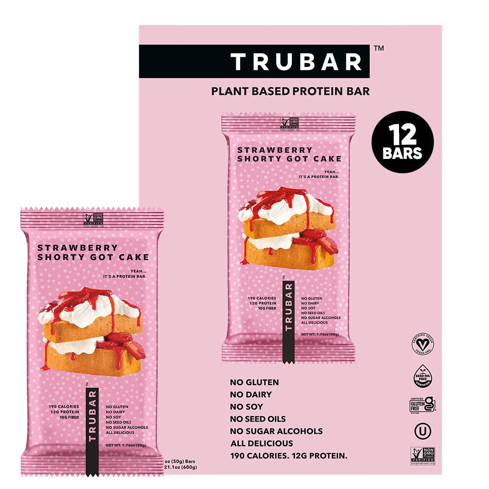 TRUBAR Vegan Protein Bars - Soy Free, Dairy Free, Gluten Free Protein Bars - No Sugar Alcohols - Non-GMO - 12g of Protein - It's Mint To Be Chip - 12 Count