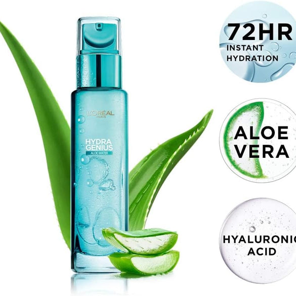 L’Oréal Paris Hydra Genius Aloe Water and Hyaluronic Acid 72H Liquid Moisturizer, 70 ml
