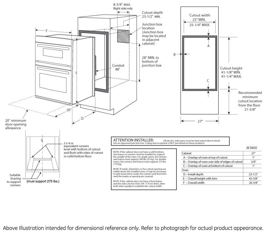 GE PK7800SKSS Electric Combination Wall Oven, Solid Black
