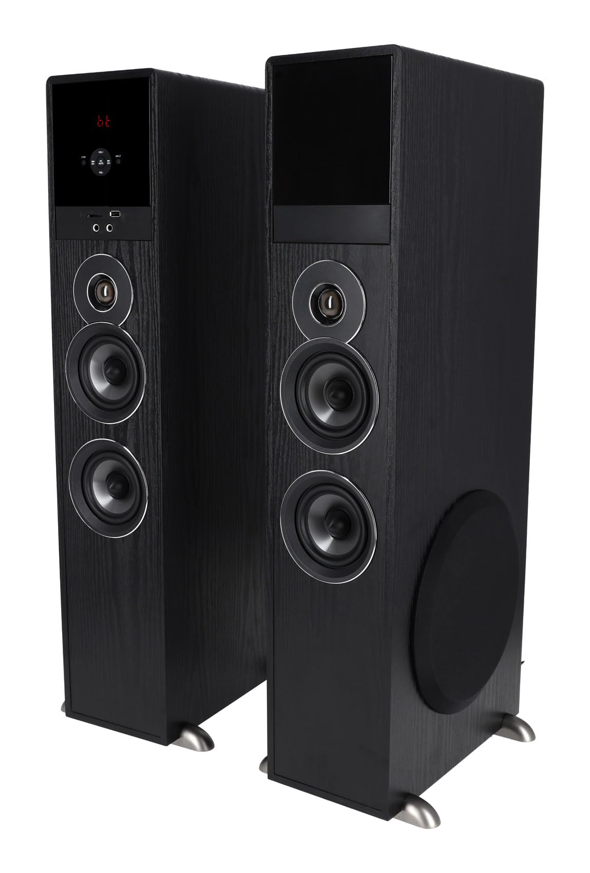Rockville TM80D Powered Home Theater Tower Speaker System, Dark Wood, 800W, 8" Subwoofers, Bluetooth, USB/SD Playback, FM Radio, Remote Control, Karaoke Ready, Perfect for Home Entertainment