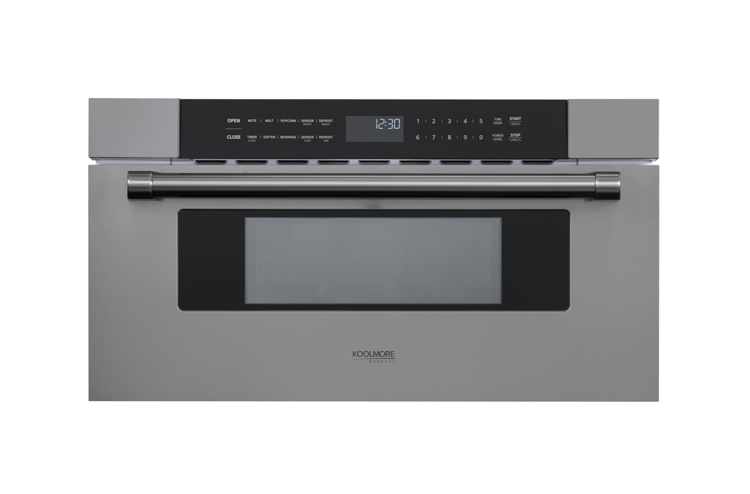 KoolMore Reserve Built-in Microwave Convection Oven with Air Fry, 3-in-1 Combo, Sensor Cook, Soft-Close Door, Stainless Steel, 24 in. / 1.6 cu. ft. with NEMA 5-20P Plug in Black