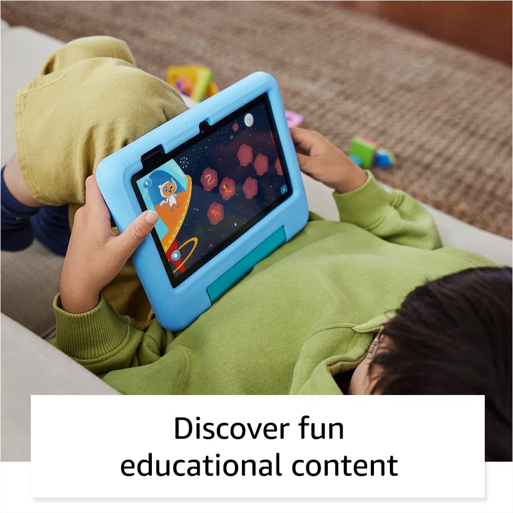 Amazon Fire 7 Kids tablet (newest model) ages 3-7. Top-selling 7" kids tablet on Amazon. Includes ad-free and exclusive content, easy parental controls, 10-hr battery, 16 GB, Purple
