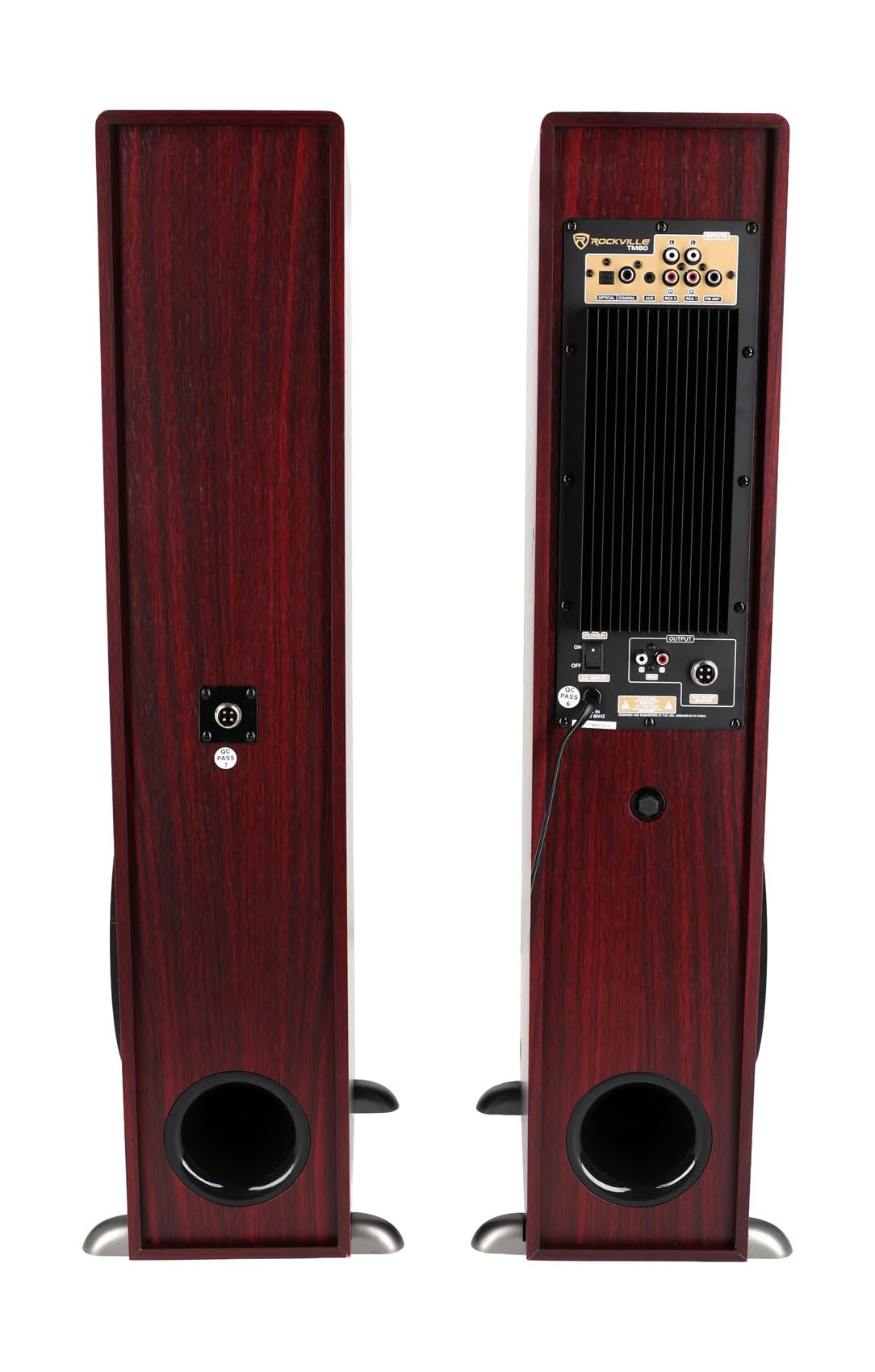 Rockville TM80D Powered Home Theater Tower Speaker System, Dark Wood, 800W, 8" Subwoofers, Bluetooth, USB/SD Playback, FM Radio, Remote Control, Karaoke Ready, Perfect for Home Entertainment