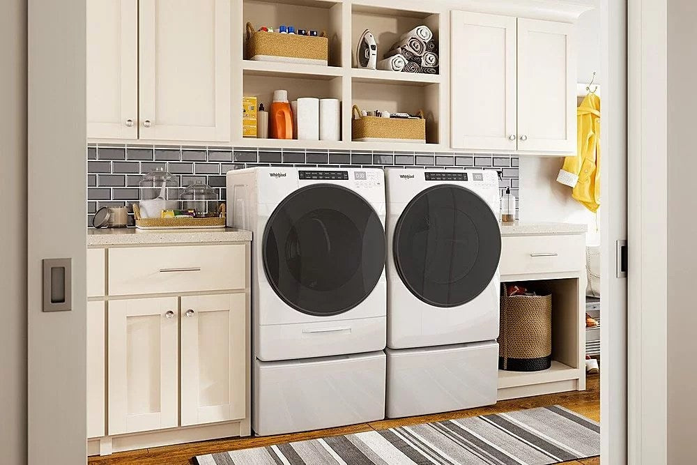 Whirlpool – 4.5 Cu. Ft. High Efficiency Stackable Front Load Washer with Steam and Load & Go XL Dispenser – White