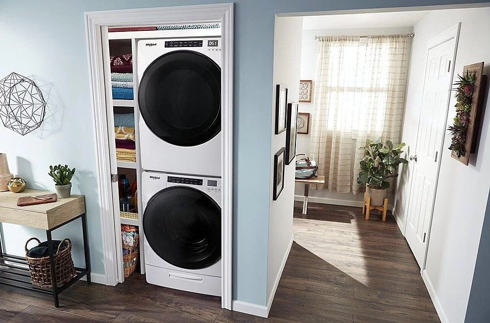 Whirlpool – 4.5 Cu. Ft. High Efficiency Stackable Front Load Washer with Steam and Load & Go XL Dispenser – White