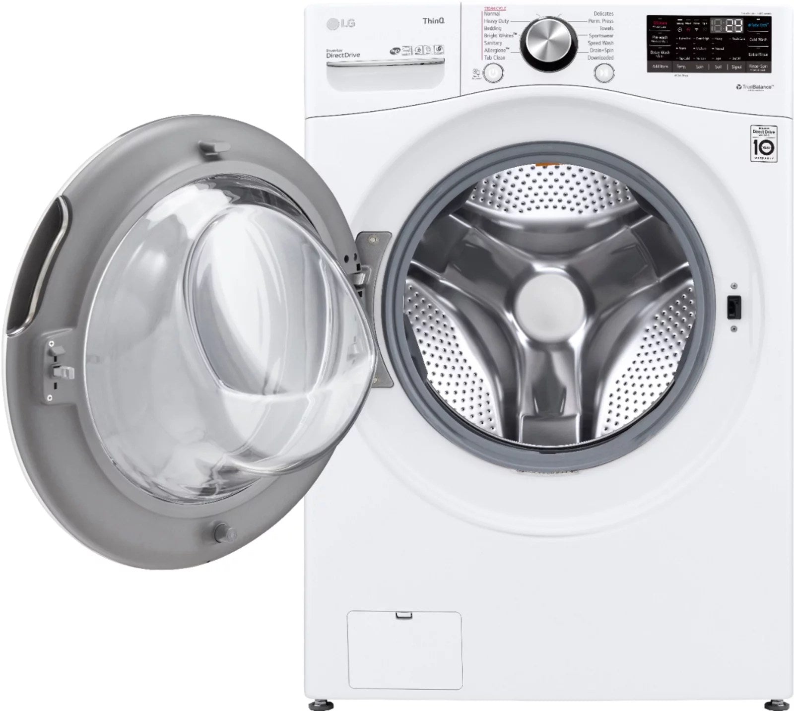 LG – 5.0 Cu. Ft. High-Efficiency Stackable Smart Front Load Washer with Steam and Built-In Intelligence – White